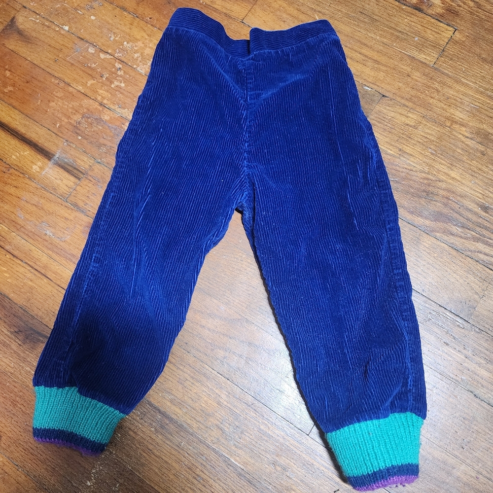 80s Vintage Blue Green Purple Geometric Shape Toddler 2t Cotton Outfit Set Trees - Picture 4 of 7